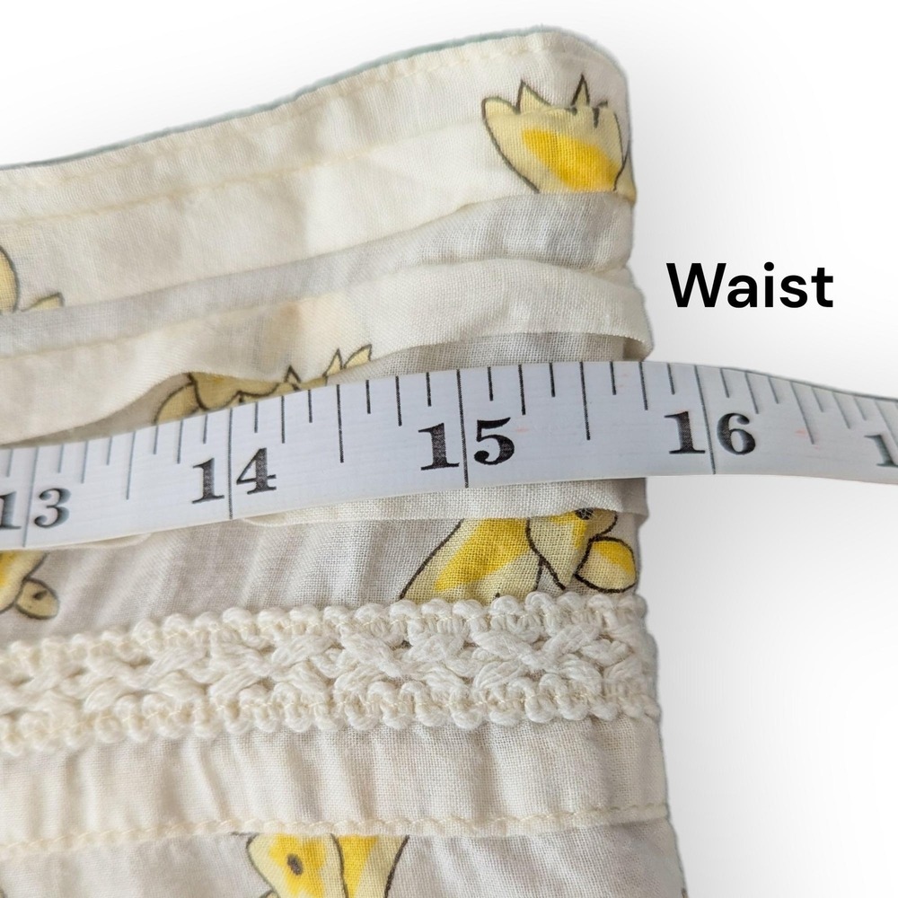Retro Skirt Womens Medium Yellow‎ Floral Butterfly Boho Cotton Dainty Bloomcore - Picture 9 of 11